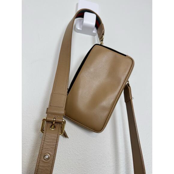 Bandolier Tan Crossbody Bag with Red and Green Strap - Picture 11 of 16